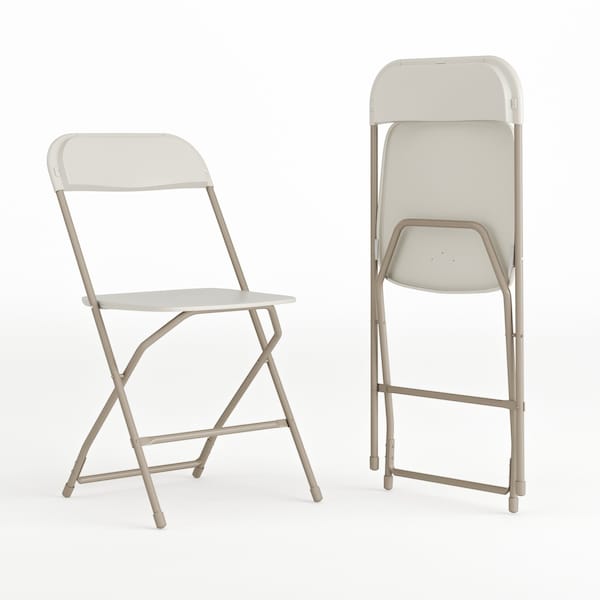 Flash Furniture Hercules Series Plastic Folding Chair Beige - 2 LB Weight Capacity Comfortable Event Chair-Lightweight Folding Chair, PK2 2-LE-L-3-BEIGE-GG - main